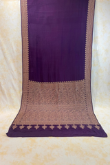 HOV Handloom Banarasi Crepe Silk Saree - Plain Body With Border -Light Purple - 071