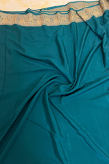 HOV Handloom Banarasi Crepe Silk Saree - Plain Body With Border - Green - 073