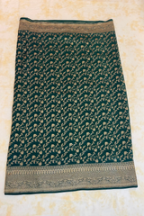 HOV Handloom Banarasi Katan Crepe Silk Saree - Light Green Dark Green- 106