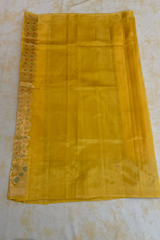 HOV Handloom Banarasi Katan Silk Saree - Roses Border - Yellow - 105