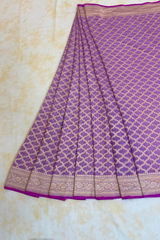 HOV Handloom Banarasi Georgette Silk Saree - All Over Jaali Design Light Purple - 079