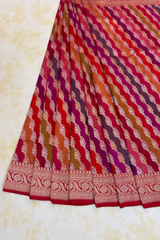 HOV Exclusive Handloom Banarasi Katan Silk Saree - Butidar - Rangakat Red Green - 102