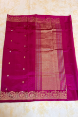 HOV Handloom Banarasi Katan Silk Saree - Butidar Kadhua -Double Dove Border Pink - 064