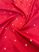 HOV EXCLUSIVE HANDLOOM KADHUA BANARASI KATAN SILK SAREE - SMALL FLOWER BUTA - RED - 122
