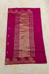 HOV Handloom Banarasi Katan Silk Saree - Butidar Kadhua - Bird Border Deep Pink- 063