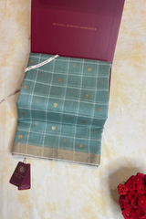 HOV Handloom Chanderi Cotton Silk Saree - Checks With Round Buta - 029-01