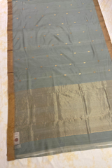 HOV Handloom Chanderi Cotton Silk Saree - Small Flower Blue - 030