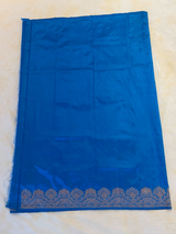 HOV HANDLOOM KADHUA BANARASI KATAN SILK SAREE - SCALLOP BORDER - BLUE - 124