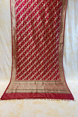 HOV Exclusive Pure Zari Handloom Banarasi Silk Saree - Jaangla Minedar - Red - 055