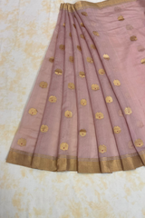 HOV Handloom Chanderi Cotton Silk Saree - Lotus Buta2 - 027-01