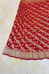 HOV Exclusive Pure Zari Handloom Banarasi Silk Saree - Jaangla Minedar - Red - 055