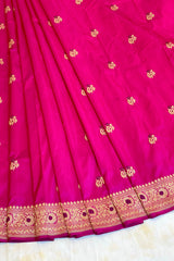 All Gold Zari Handloom Kadhua Banarasi Katan Silk Saree - Small Butidar - Chameli Buti