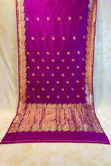 HOV Handloom Banarasi Katan Silk Saree - Butidar Kadhua -Small Rose Border Purple - 062