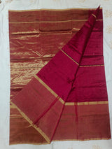 Handloom Chanderi Saree Skirt Border With Stripes Zari Pallu