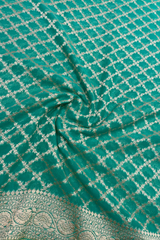 HOV Handloom Banarasi Georgette Silk Saree - All Over Jaali Design Light Green - 080