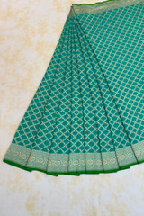 HOV Handloom Banarasi Georgette Silk Saree - All Over Jaali Design Light Green - 080