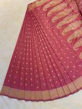 HOV EXCLUSIVE HANDLOOM KADHUA BANARASI KATAN SILK SAREE - PAISLEY BUTA JAALA PALLU - ABOLI - 123