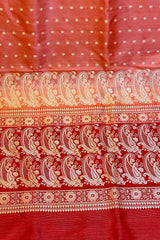 Handloom Kadhua Banarasi Shalu Silk Satin Saree - Sangita - Peach Pink