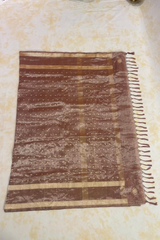 HOV Handloom Pure Zari Tissue Banarasi Katan Silk Saree - Butidar - Beige Kasturi - 087
