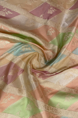 HOV Exclusive Handloom Banarasi Katan Silk Saree - Checks - Rangakat- Off White Green - 107