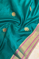 HOV Handloom Chanderi Silk Saree - Mughal Flower Buta - 47