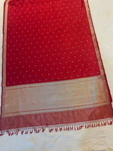 HOV EXCLUSIVE HANDLOOM KADHUA BANARASI KATAN SILK SAREE - SMALL FLOWER BUTA - RED - 122