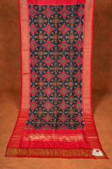 Handloom Silk Ikat Dupatta - Black Red