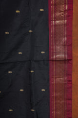 Handloom Paithani Silk Saree - Classic Pallu - Black