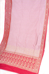 All Gold Zari Banarasi Shalu Pastel Pink Real Zari Saree- Real gold zari