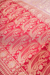 All Gold Zari Banarasi Shalu Pastel Pink Real Zari Saree- Real gold zari