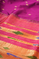 Handloom Paithani Silk Saree - Classic Pallu - Violet