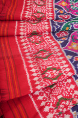 Handloom Double Ikat Silk Saree- Fuldani Blue Patola Motif