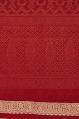 Handloom Georgette Banarasi Silk Saree - Jaal - Red