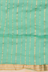 Handloom Kadhua Banarasi Kora Silk Saree - Shaded Butidar - Blue