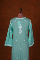 Chikankari Fine Modal Cotton Kurta - Mint Green