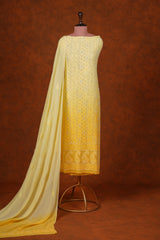 Chikankari Georgette Embroidered Suits Set - Lime Yellow Shaded