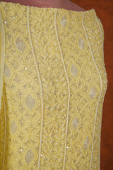Chikankari Georgette Embroidered Suits Set - Lime Yellow Shaded