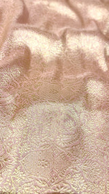 Handloom Banarasi Brocade Silk Fabric - Peach