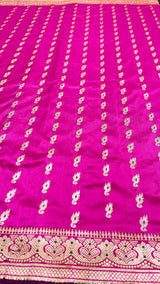Handloom Kadhua Banarasi Shalu Saree - Sangita Laxmi- Pink Green