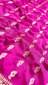 Handloom Kadhua Banarasi Shalu Saree - Sangita Laxmi- Pink Green