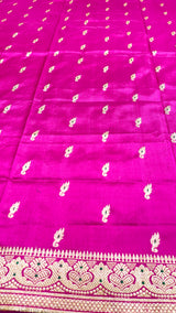 Handloom Kadhua Banarasi Shalu Saree - Sangita Laxmi- Pink Green
