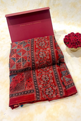 HOV Ajarakh Hand-Block Print Saree - Mul Cotton - 012