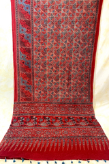 HOV Ajarakh Hand-Block Print Saree - Mul Cotton - 012