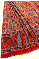 HOV Ajarakh Hand-Block Print Saree - Mul Cotton - 012