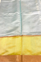 HOV Handloom Chanderi Silk Saree - Border Paisley Buta - Sky Blue - 54-02