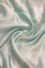 HOV Handloom Chanderi Silk Saree - Border Paisley Buta - Sky Blue - 54-02