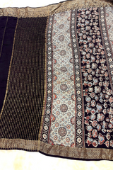 HOV Ajarakh Hand-Block Print Saree - Dola Silk - 015