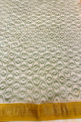 HOV Hand-Block Print Saree Zari Border - 010-01