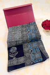 HOV Ajarakh Hand-Block Print Saree - Mul Cotton - 011