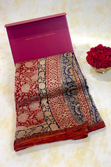 HOV Hand-Block Print Saree Small Border - 002-01-02